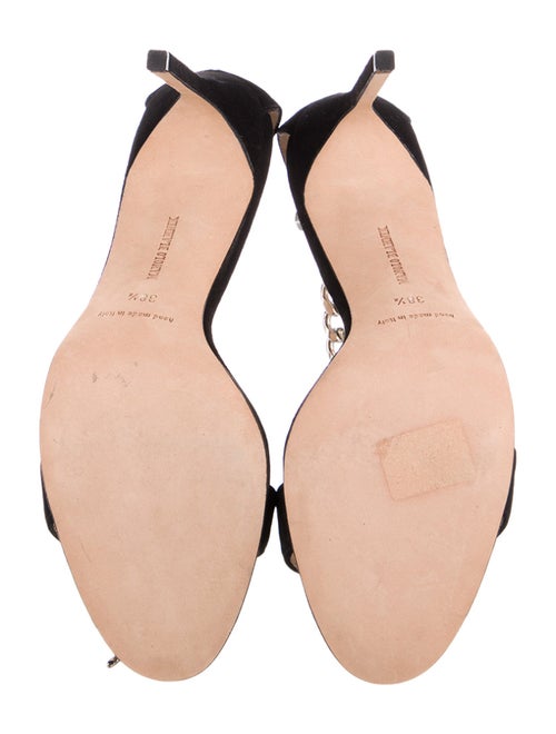 Manolo Blahnik Leather Chain-Link Accents D'Orsay Pumps