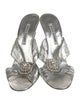 Manolo Blahnik Leather Crystal Embellishments Slides