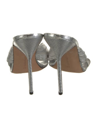 Manolo Blahnik Leather Crystal Embellishments Slides