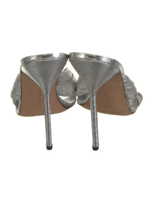 Manolo Blahnik Leather Crystal Embellishments Slides