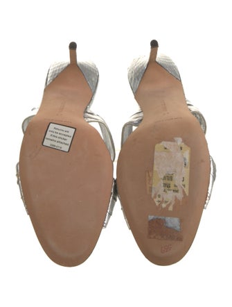 Manolo Blahnik Leather Crystal Embellishments Slides