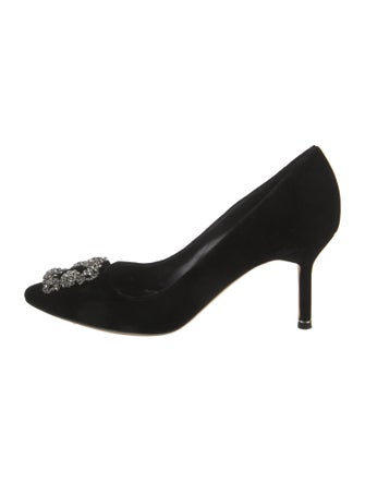 Manolo Blahnik Velvet Crystal Embellishments Pumps