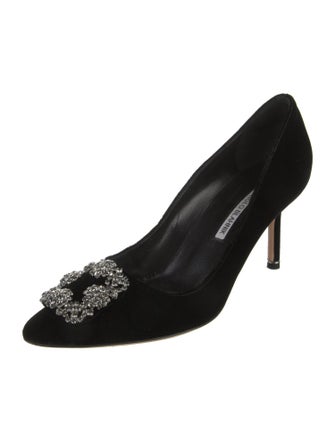 Manolo Blahnik Velvet Crystal Embellishments Pumps