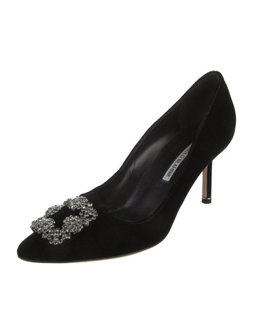 Manolo Blahnik Velvet Crystal Embellishments Pumps