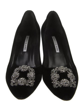 Manolo Blahnik Velvet Crystal Embellishments Pumps
