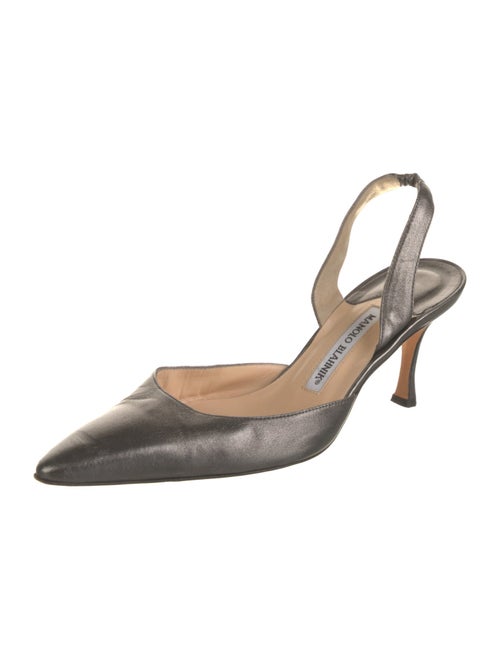 Manolo Blahnik Leather Slingback Flats