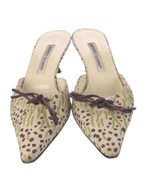 Manolo Blahnik Canvas Animal Print Mules