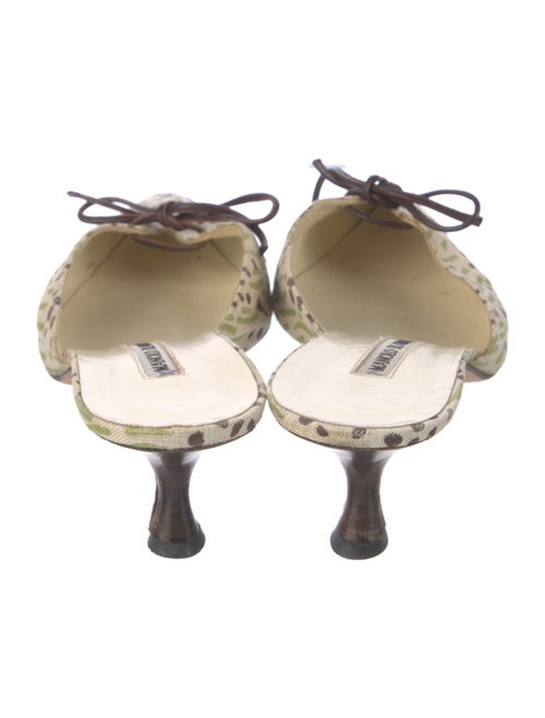 Manolo Blahnik Canvas Animal Print Mules