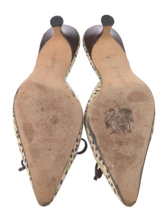 Manolo Blahnik Canvas Animal Print Mules