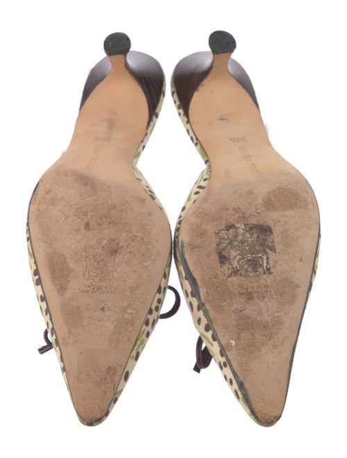 Manolo Blahnik Canvas Animal Print Mules