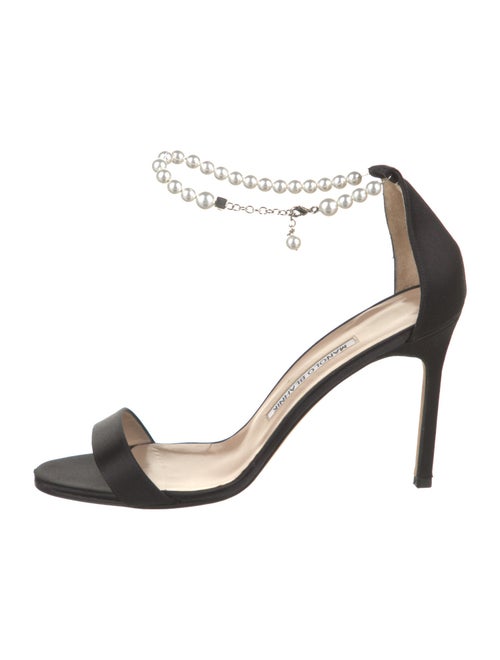 Manolo Blahnik Satin Chain-Link Accents Pumps