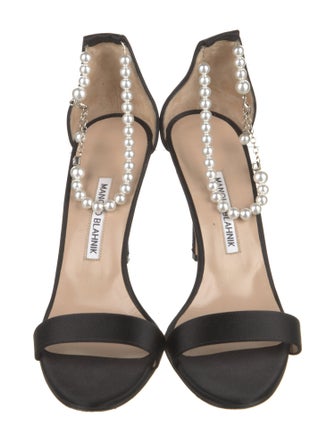 Manolo Blahnik Satin Chain-Link Accents Pumps