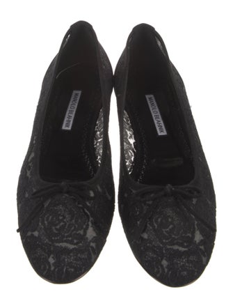Manolo Blahnik Lace Pattern Ballet Flats