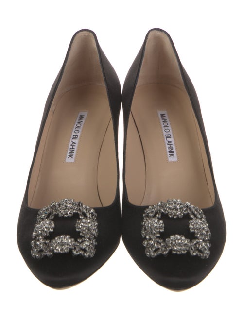 Manolo Blahnik Satin Crystal Embellishments Pumps