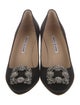 Manolo Blahnik Satin Crystal Embellishments Pumps
