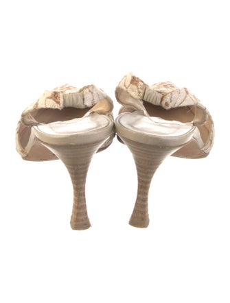 Manolo Blahnik Canvas Patterned Slingback Pumps