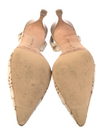 Manolo Blahnik Canvas Patterned Slingback Pumps