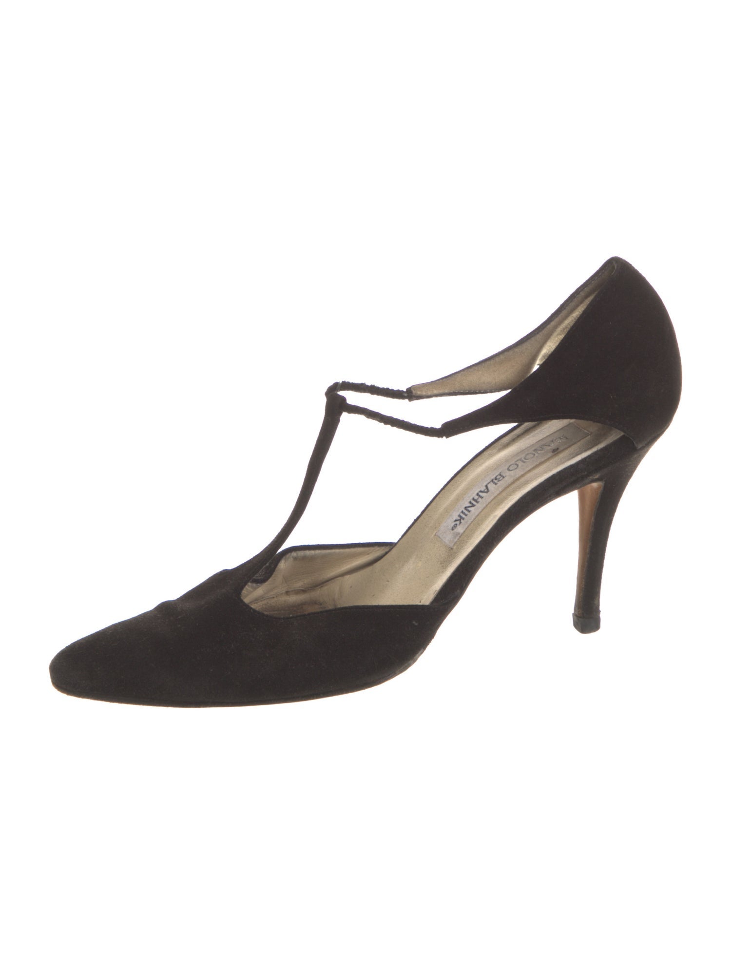 Manolo Blahnik Suede T-Strap Pumps