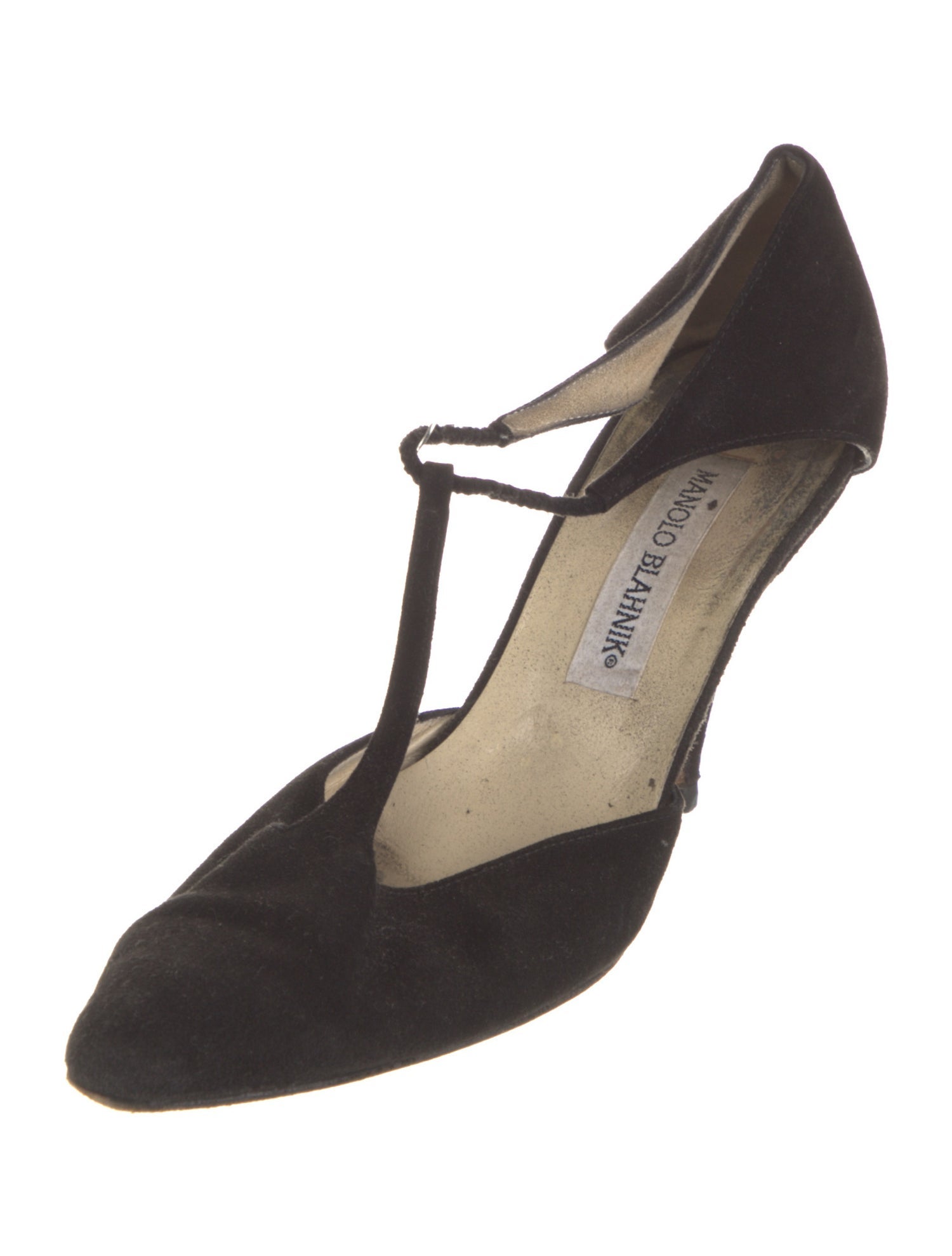 Manolo Blahnik Suede T-Strap Pumps