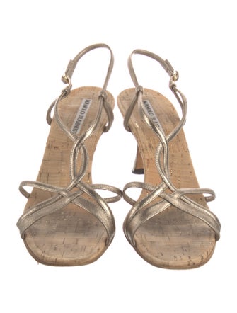 Manolo Blahnik Animal Print T-Strap Sandals