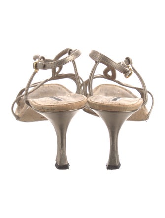 Manolo Blahnik Animal Print T-Strap Sandals