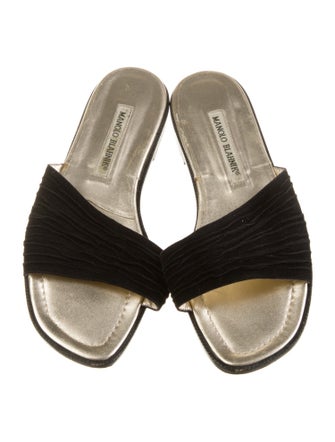 Manolo Blahnik Suede Leather Trim Embellishment Slides