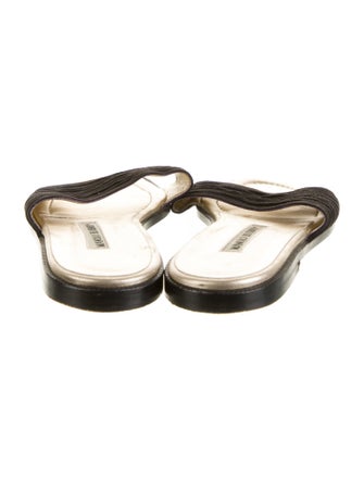 Manolo Blahnik Suede Leather Trim Embellishment Slides