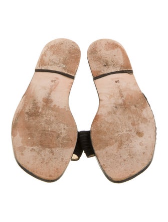 Manolo Blahnik Suede Leather Trim Embellishment Slides