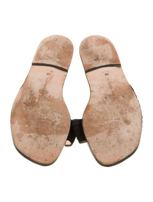 Manolo Blahnik Suede Leather Trim Embellishment Slides