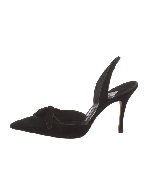 Manolo Blahnik Suede Bow Accents Slingback Pumps