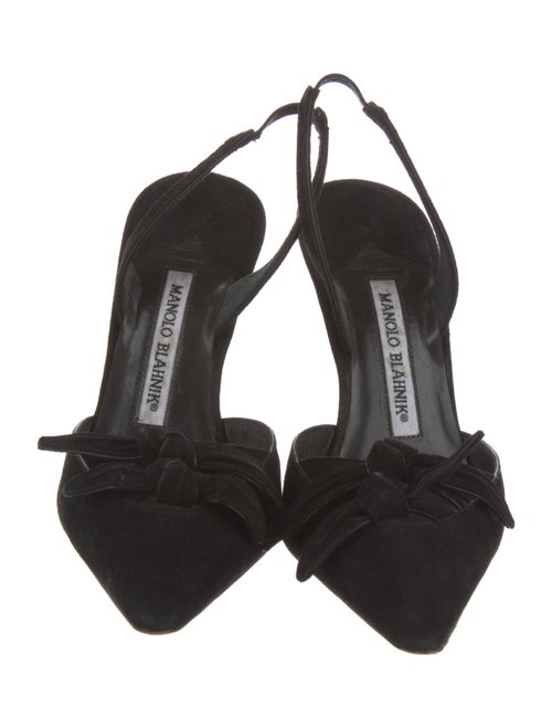 Manolo Blahnik Suede Bow Accents Slingback Pumps