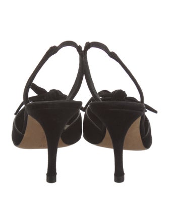 Manolo Blahnik Suede Bow Accents Slingback Pumps