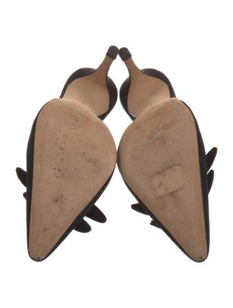 Manolo Blahnik Suede Bow Accents Slingback Pumps
