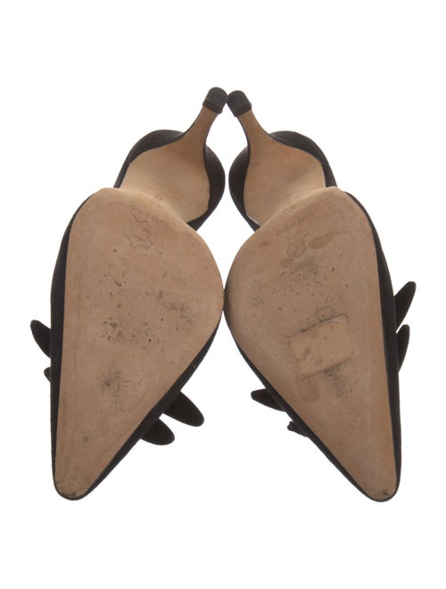Manolo Blahnik Suede Bow Accents Slingback Pumps