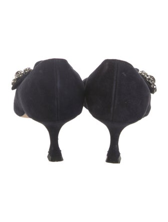 Manolo Blahnik Suede Crystal Embellishments Pumps