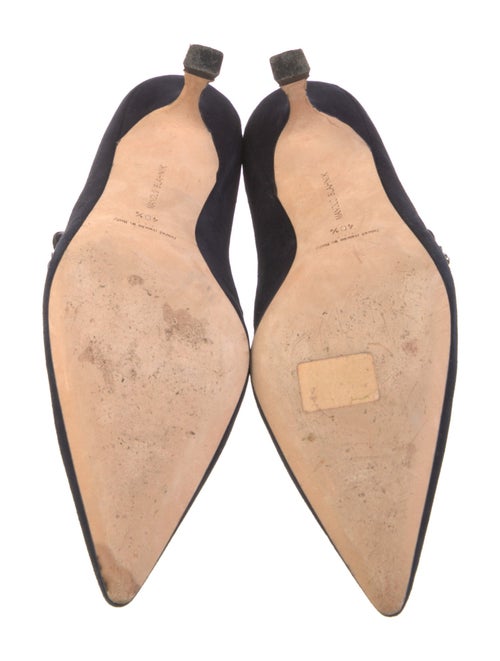 Manolo Blahnik Suede Crystal Embellishments Pumps