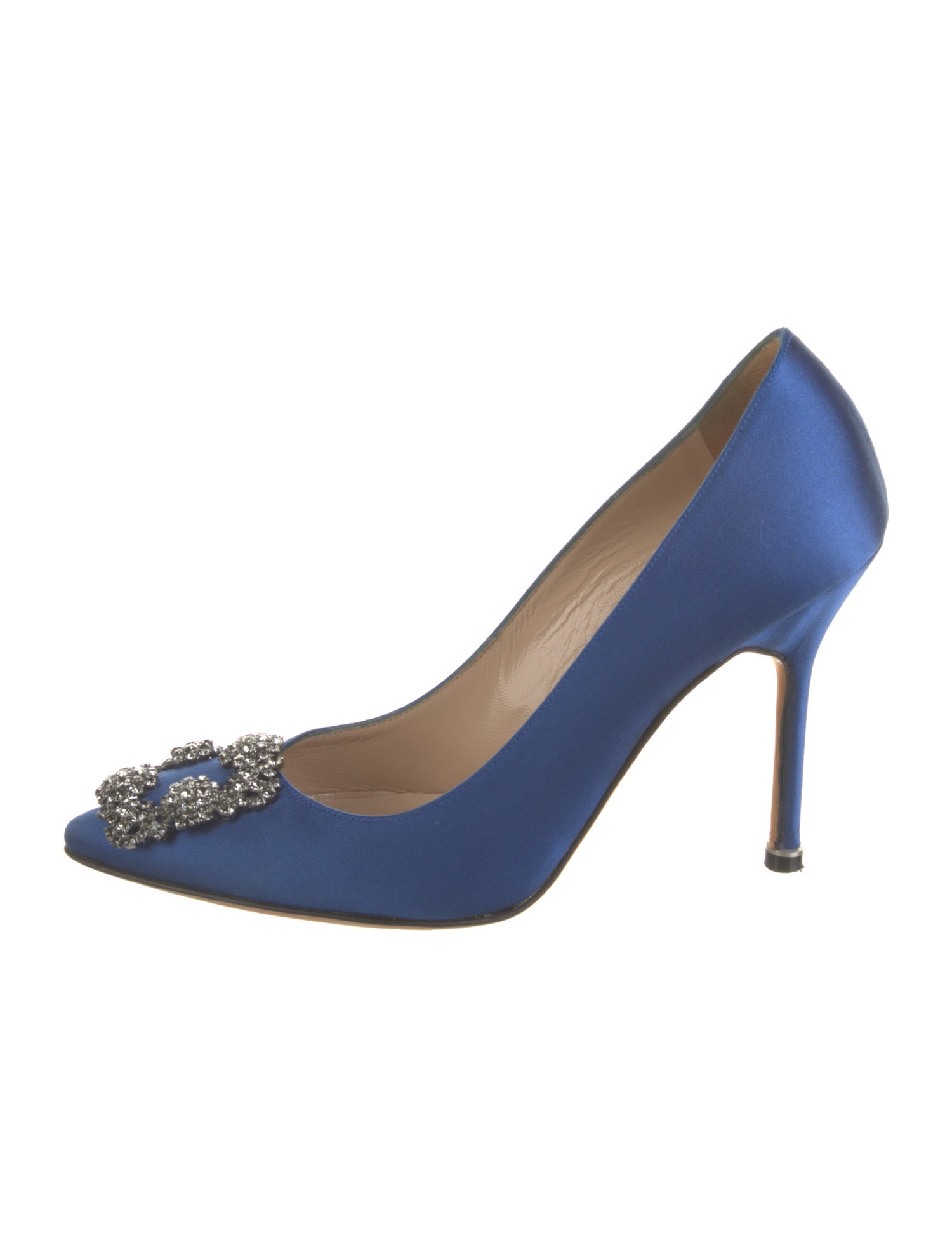Manolo Blahnik Satin Crystal Embellishments Pumps