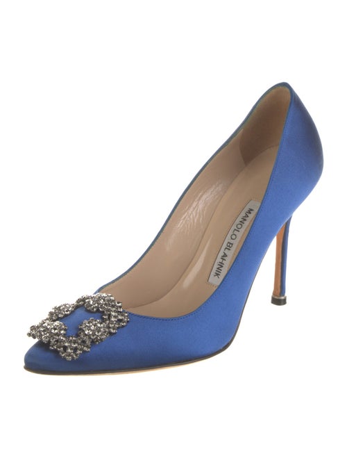 Manolo Blahnik Satin Crystal Embellishments Pumps