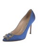 Manolo Blahnik Satin Crystal Embellishments Pumps