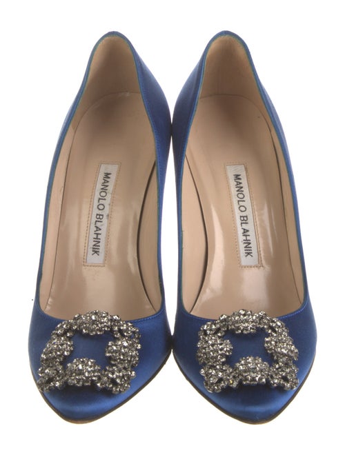 Manolo Blahnik Satin Crystal Embellishments Pumps