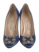 Manolo Blahnik Satin Crystal Embellishments Pumps