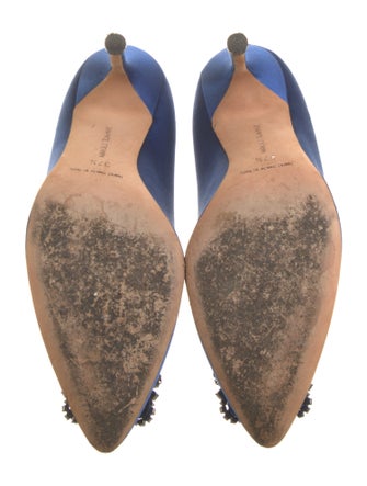 Manolo Blahnik Satin Crystal Embellishments Pumps