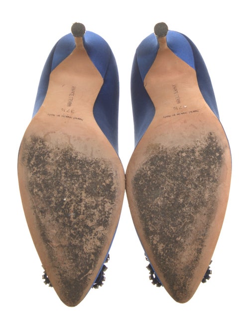 Manolo Blahnik Satin Crystal Embellishments Pumps