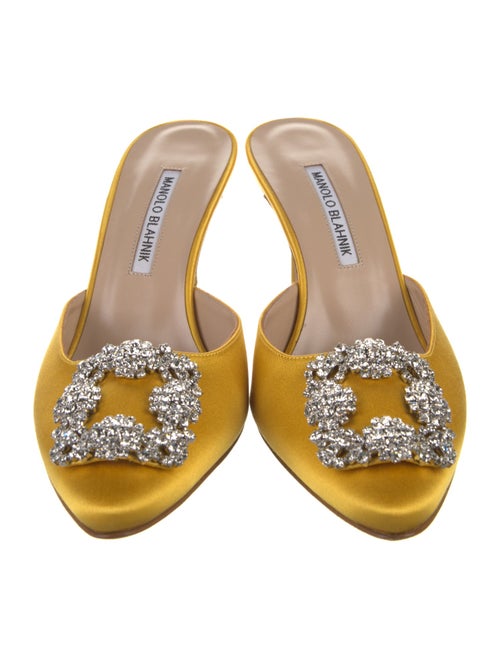 Manolo Blahnik Satin Crystal Embellishments Mules
