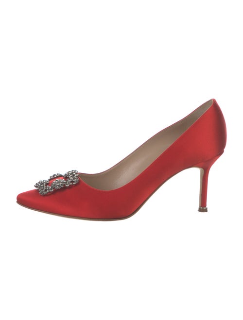 Manolo Blahnik Satin Crystal Embellishments Pumps