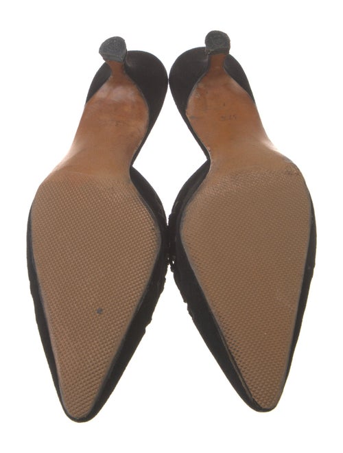 Manolo Blahnik Suede Lasercut Accents Mules