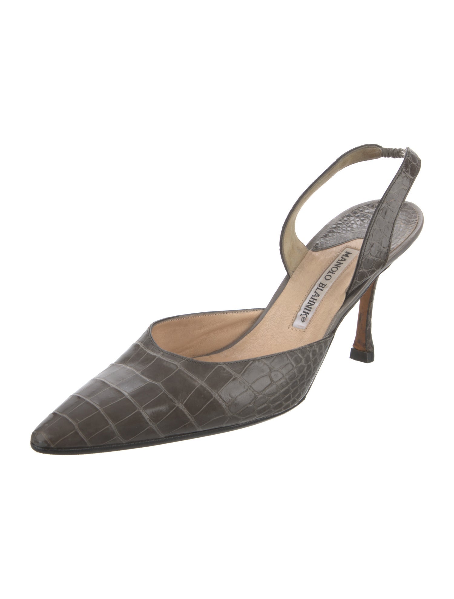 Manolo Blahnik Leather Animal Print Slingback Pumps