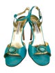 Manolo Blahnik Leather Crystal Embellishments Sandals