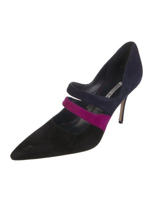Manolo Blahnik Suede Colorblock Pattern Pumps