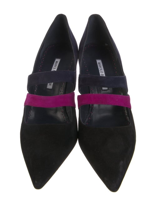 Manolo Blahnik Suede Colorblock Pattern Pumps